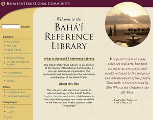 Baha'i Scripture site front page